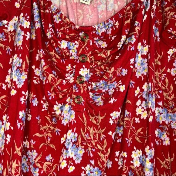 American Eagle Womens Red Floral Mini Sun Dress Size Medium - Picture 3 of 5